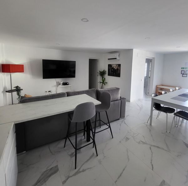 Breakfast bar looking onto the living area