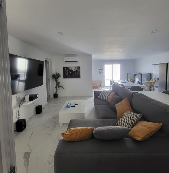 Bright living room seating area